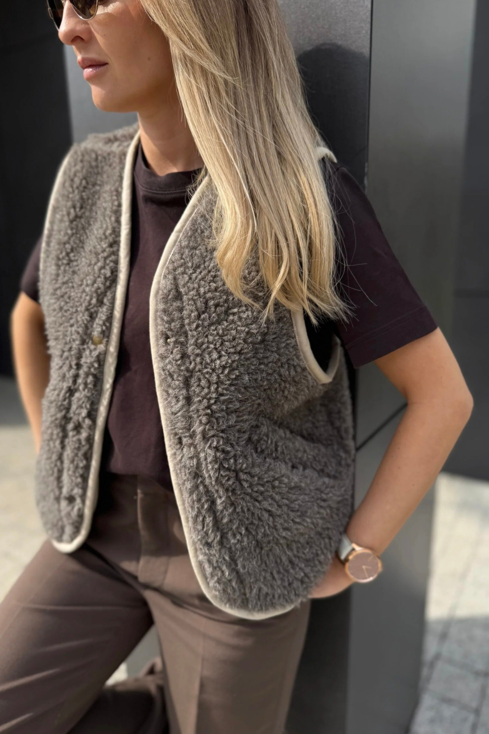 Kamizelka merino FLOW, taupe