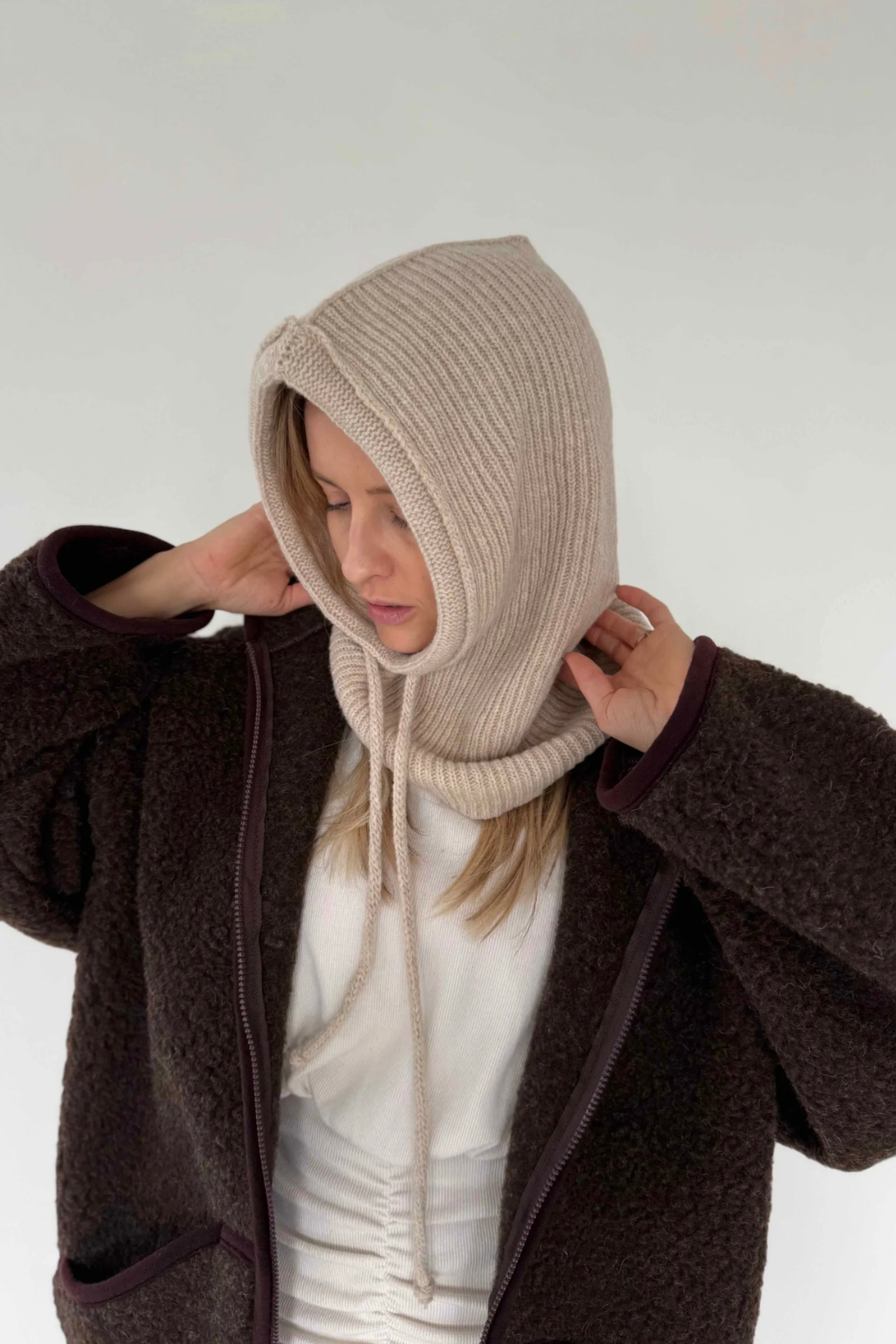 Balaclava merino, beige