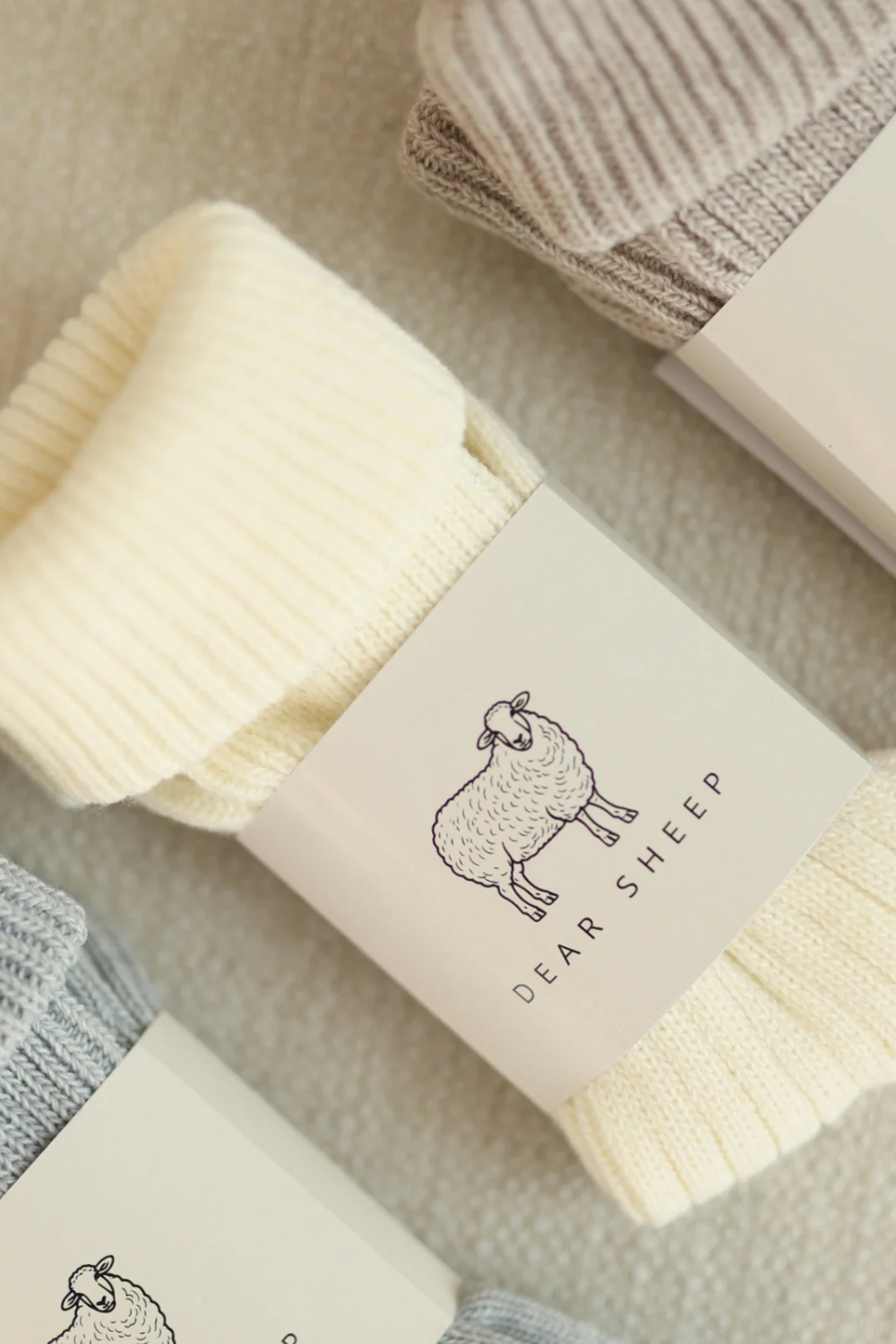 Grube skarpety merino, ecru