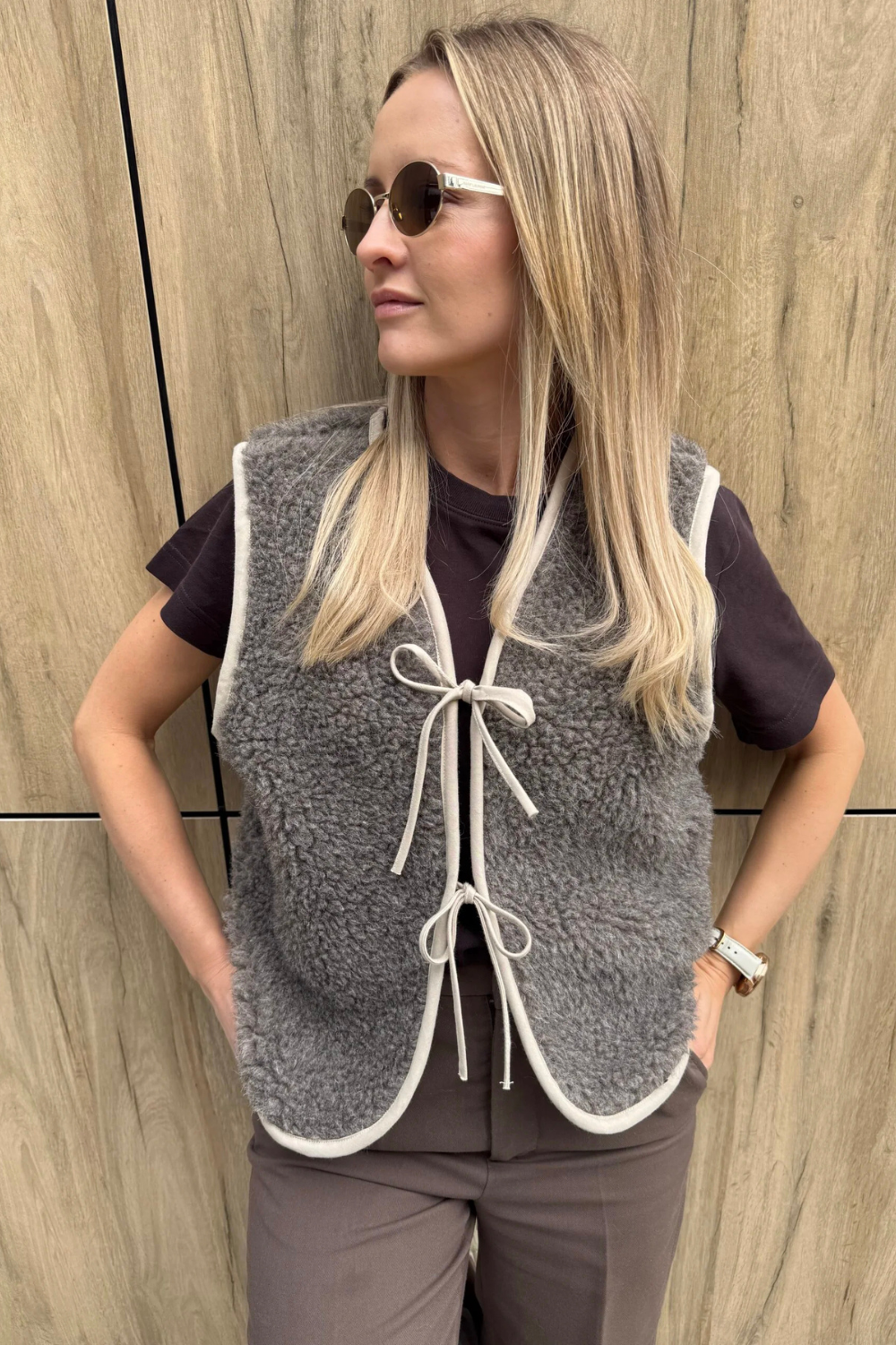 Kamizelka merino LILLY, taupe