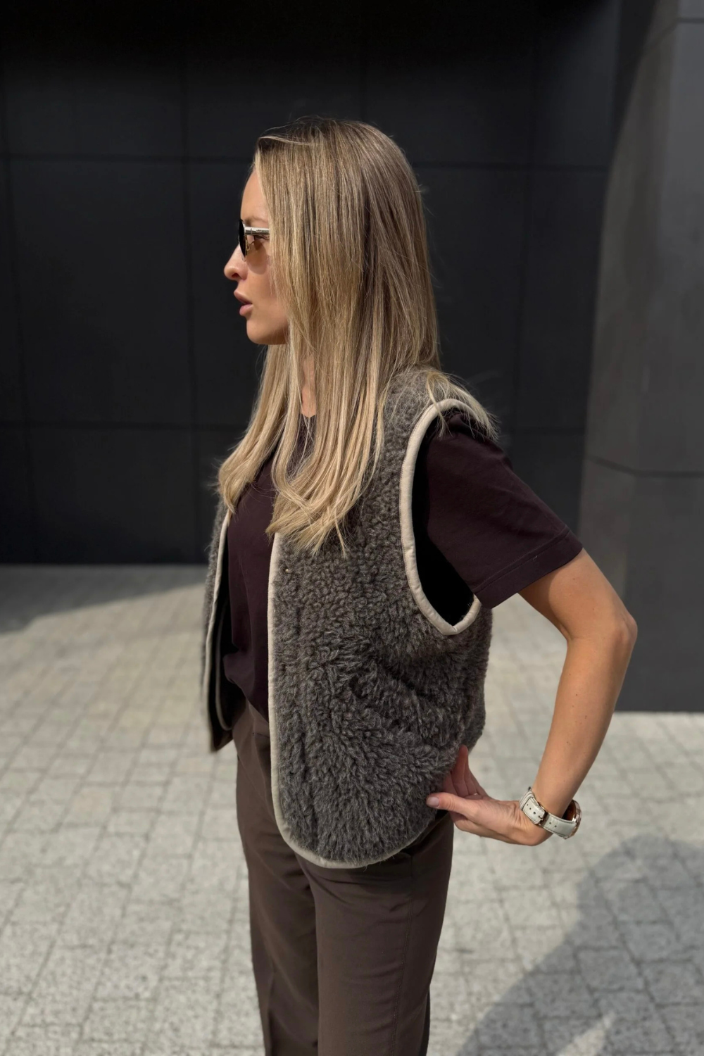 Kamizelka merino FLOW, taupe