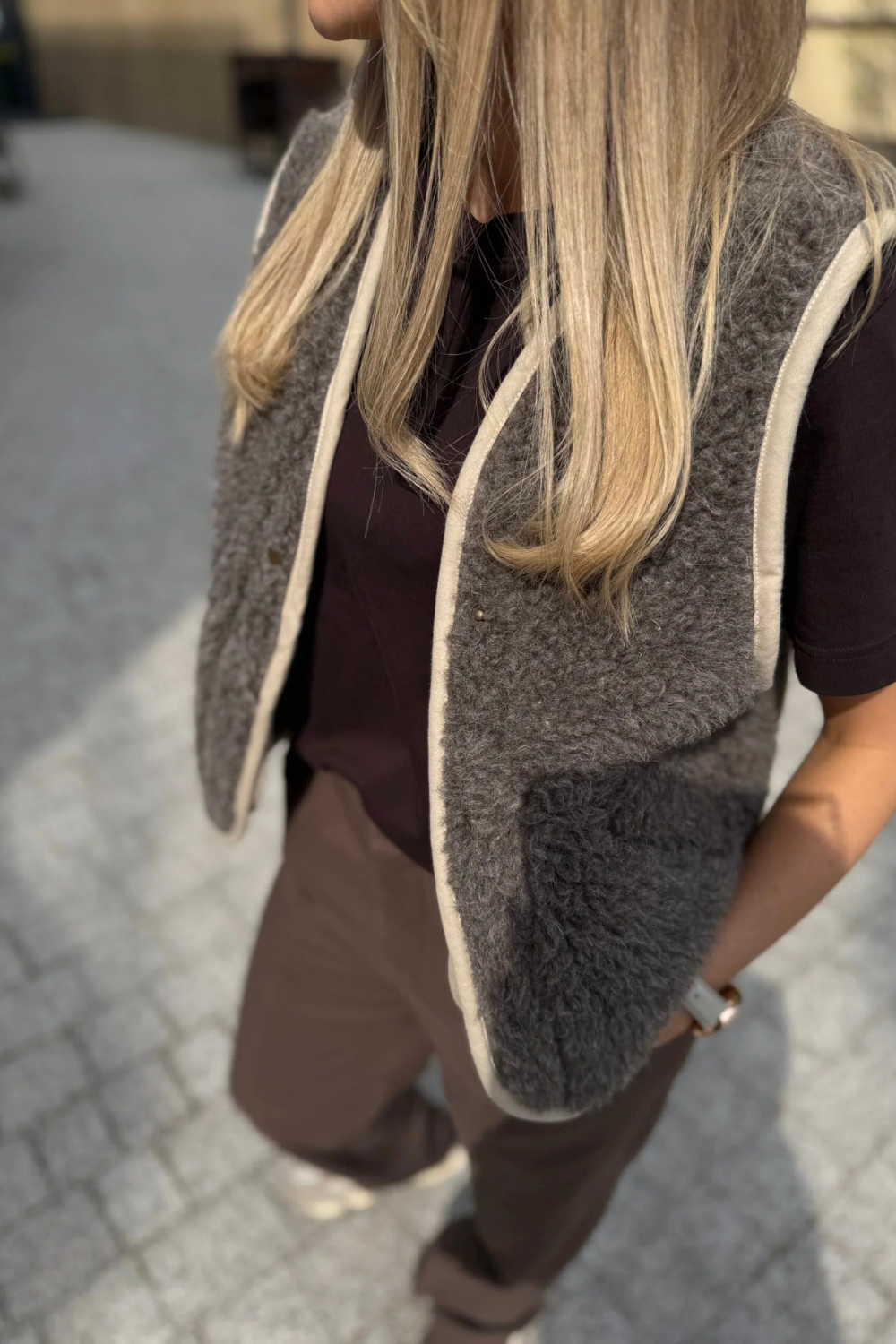 Kamizelka merino FLOW, taupe
