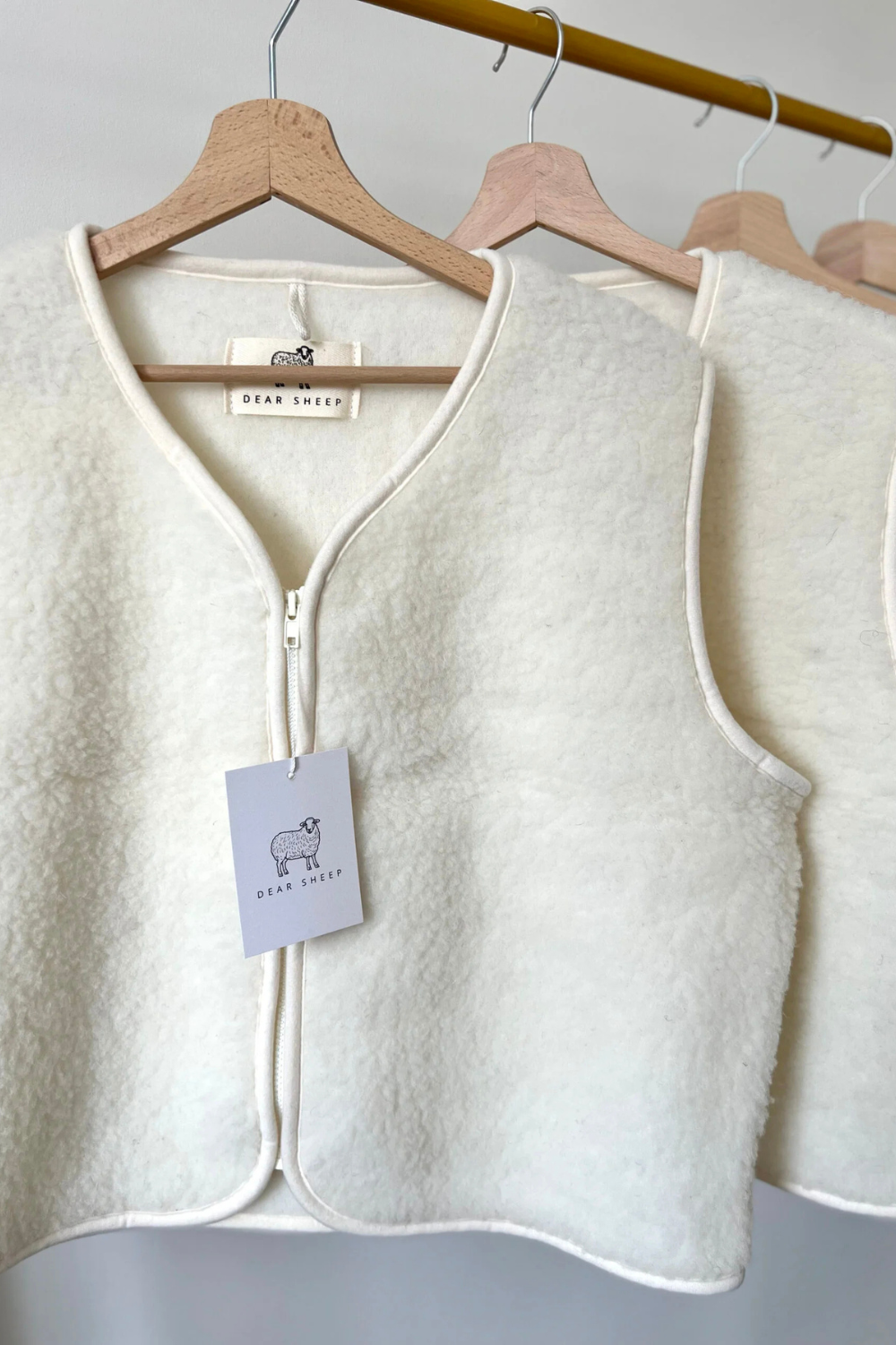 Kamizelka merino BASIC ZIP, creamy