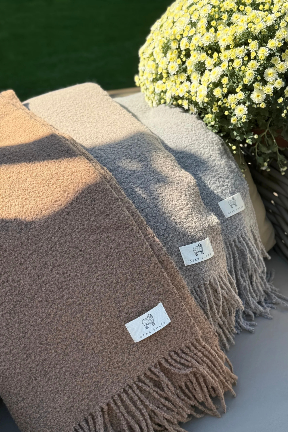 Koc wełna BOUCLE, light brown
