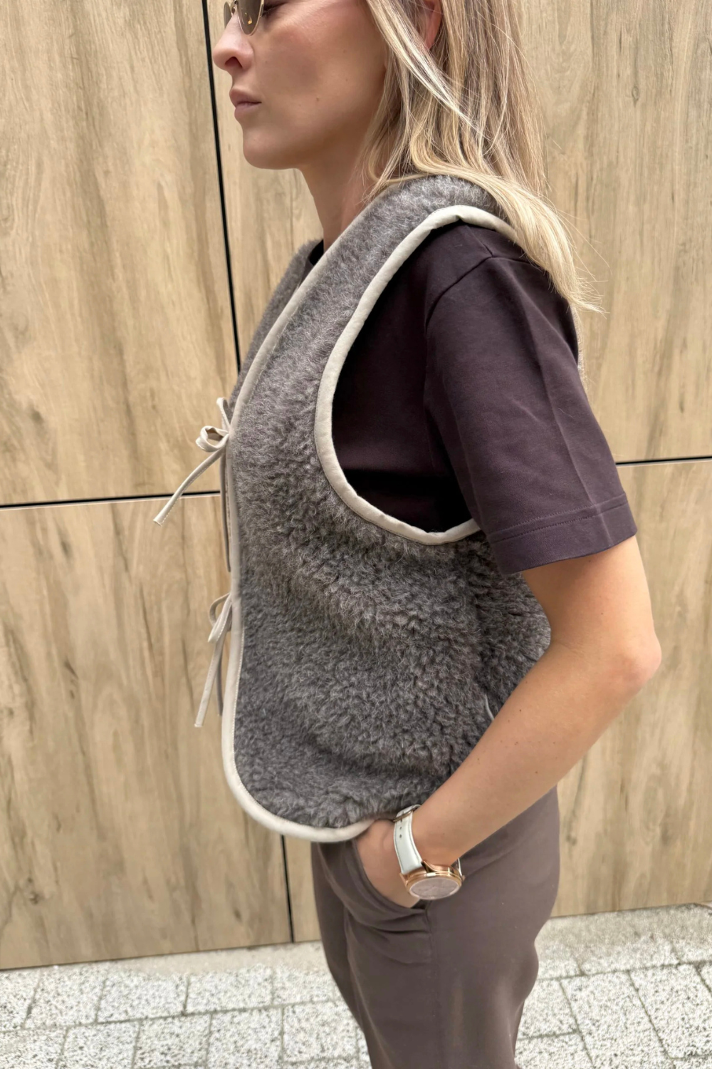 Kamizelka merino LILLY, taupe