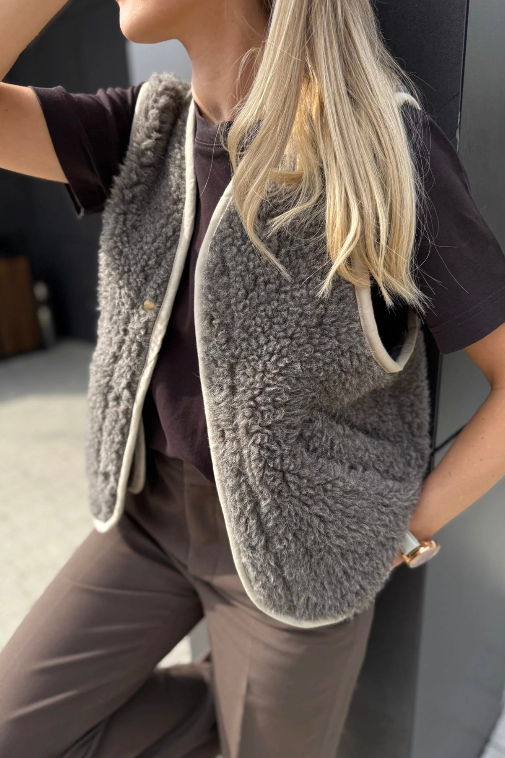 Kamizelka merino FLOW, taupe