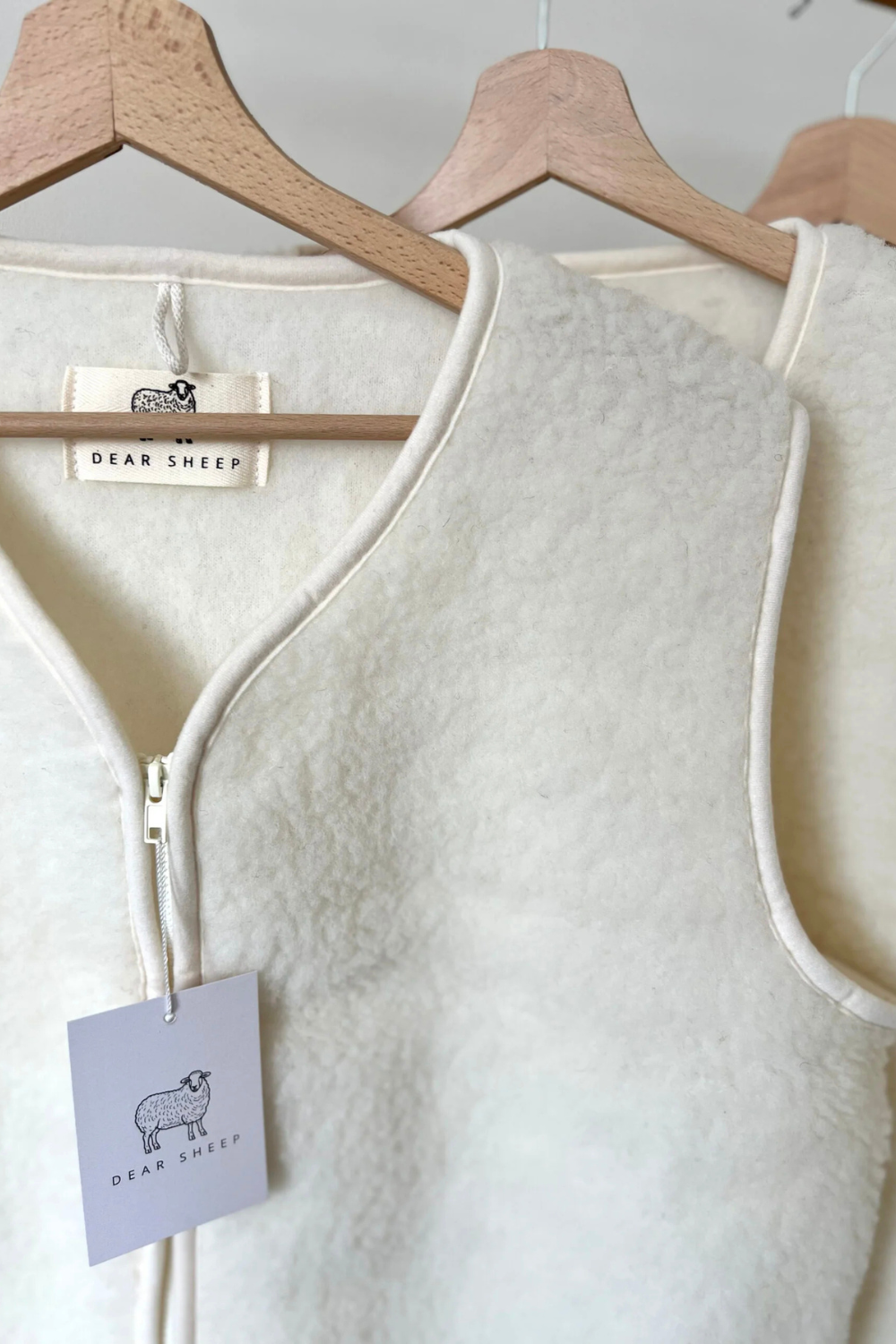 Kamizelka merino BASIC ZIP, creamy
