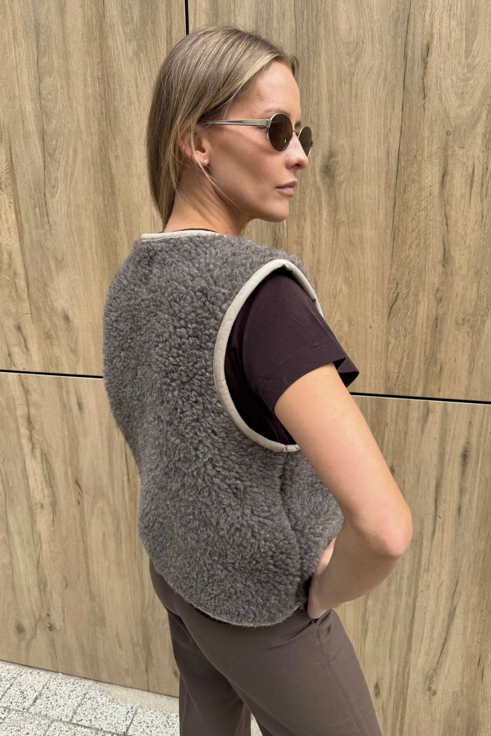 Kamizelka merino LILLY, taupe