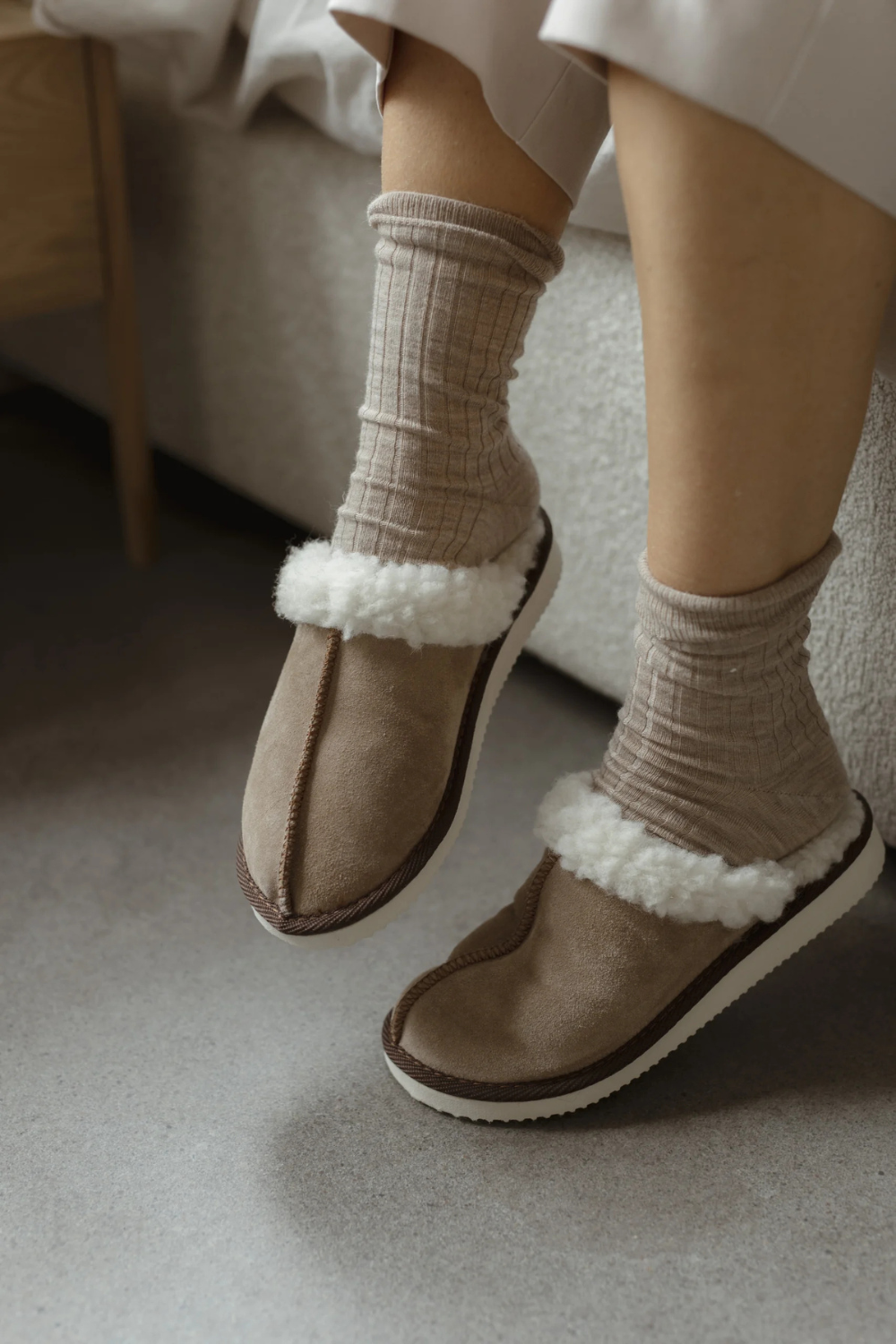 Skarpetki merino, beige