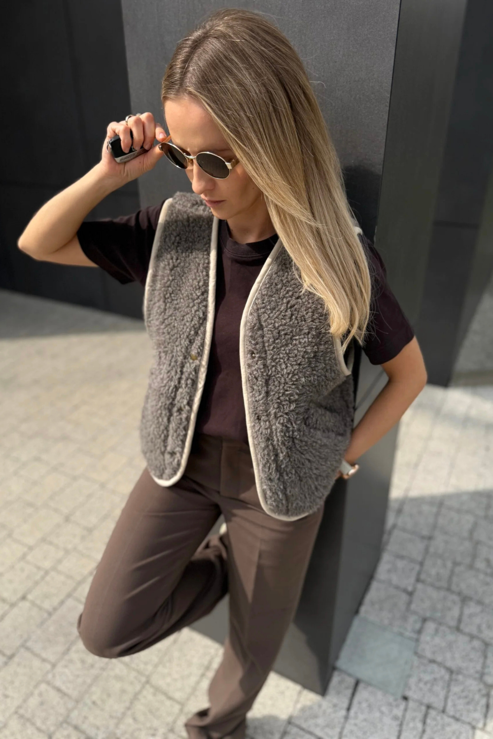 Kamizelka merino FLOW, taupe