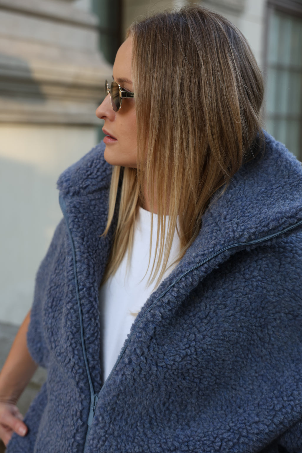Kamizelka merino CLOUD, BLUE
