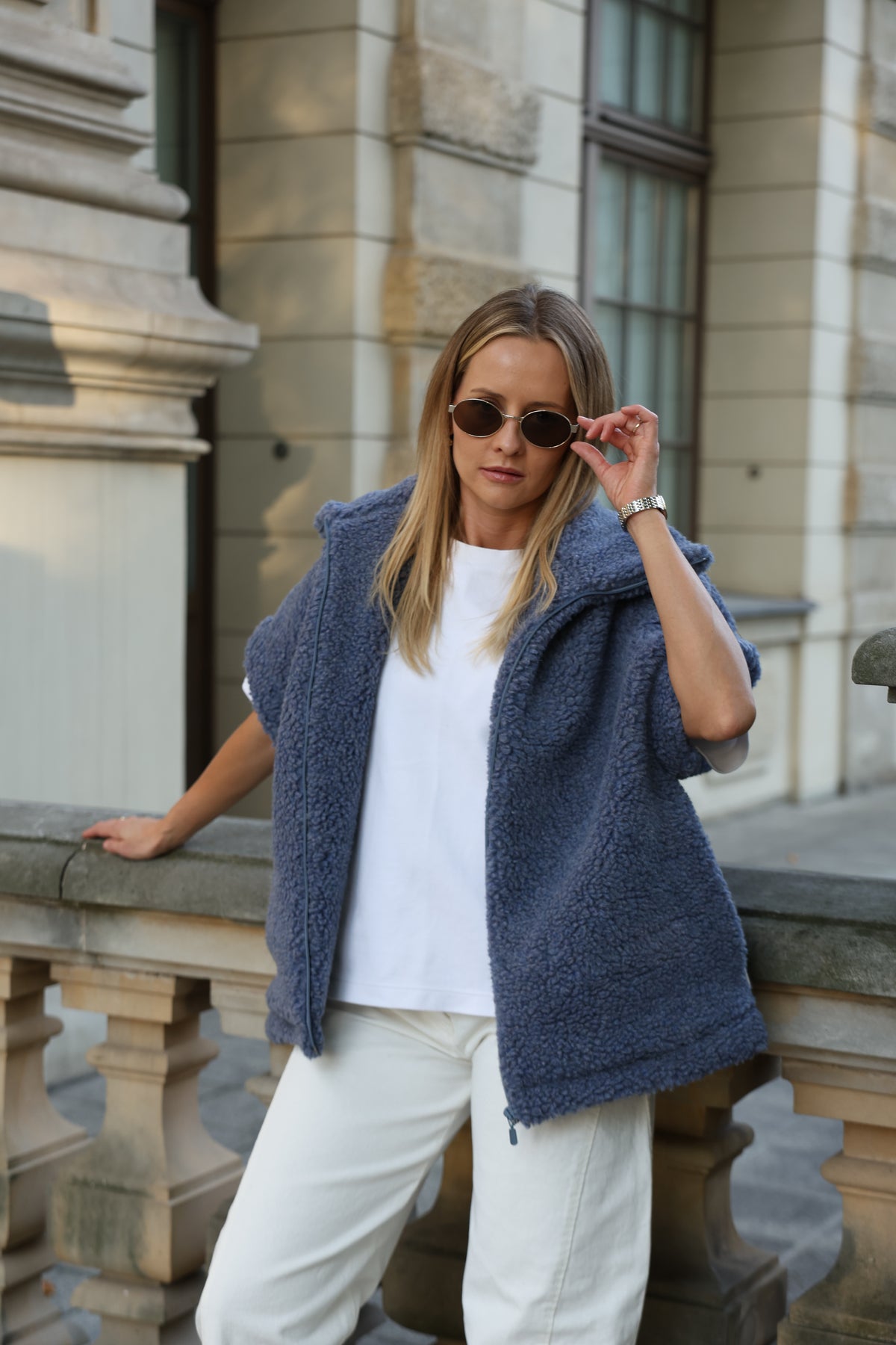 Kamizelka merino CLOUD, BLUE