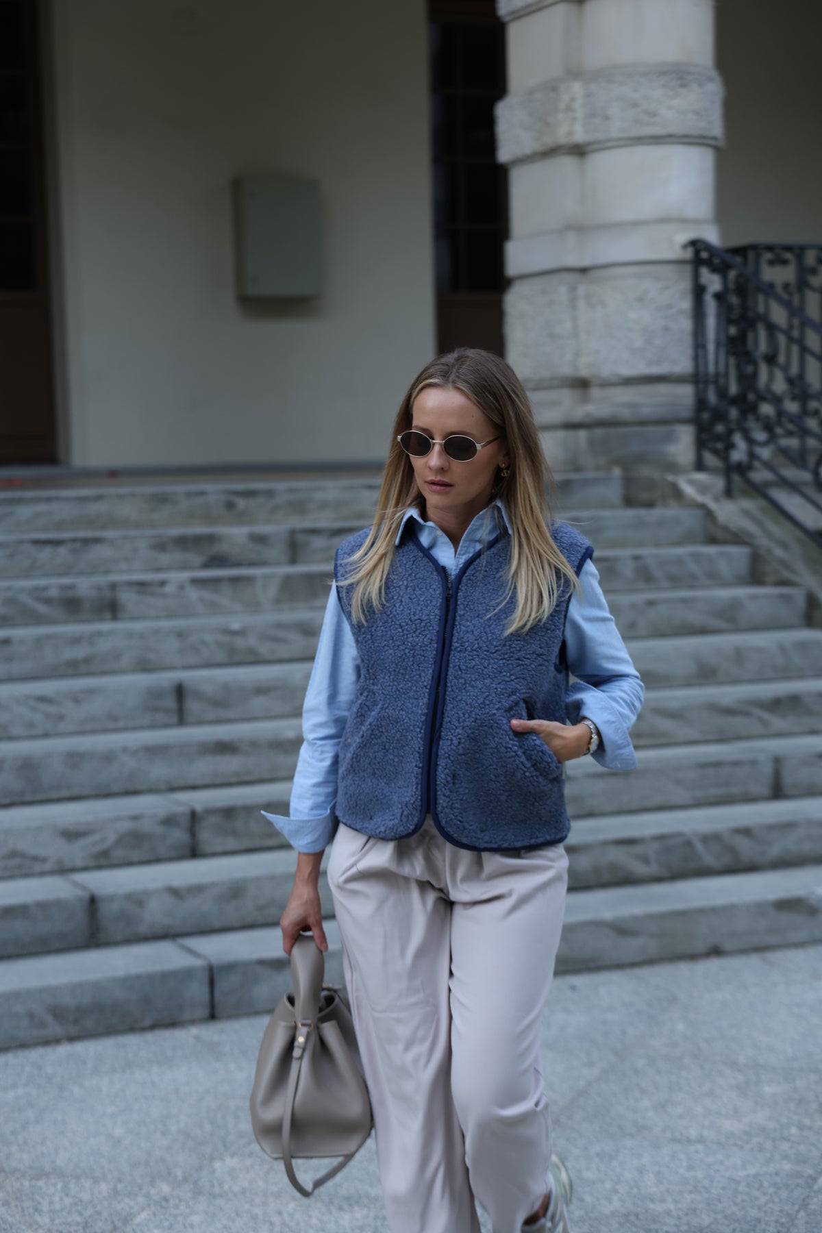 Kamizelka merino MOVE, BLUE