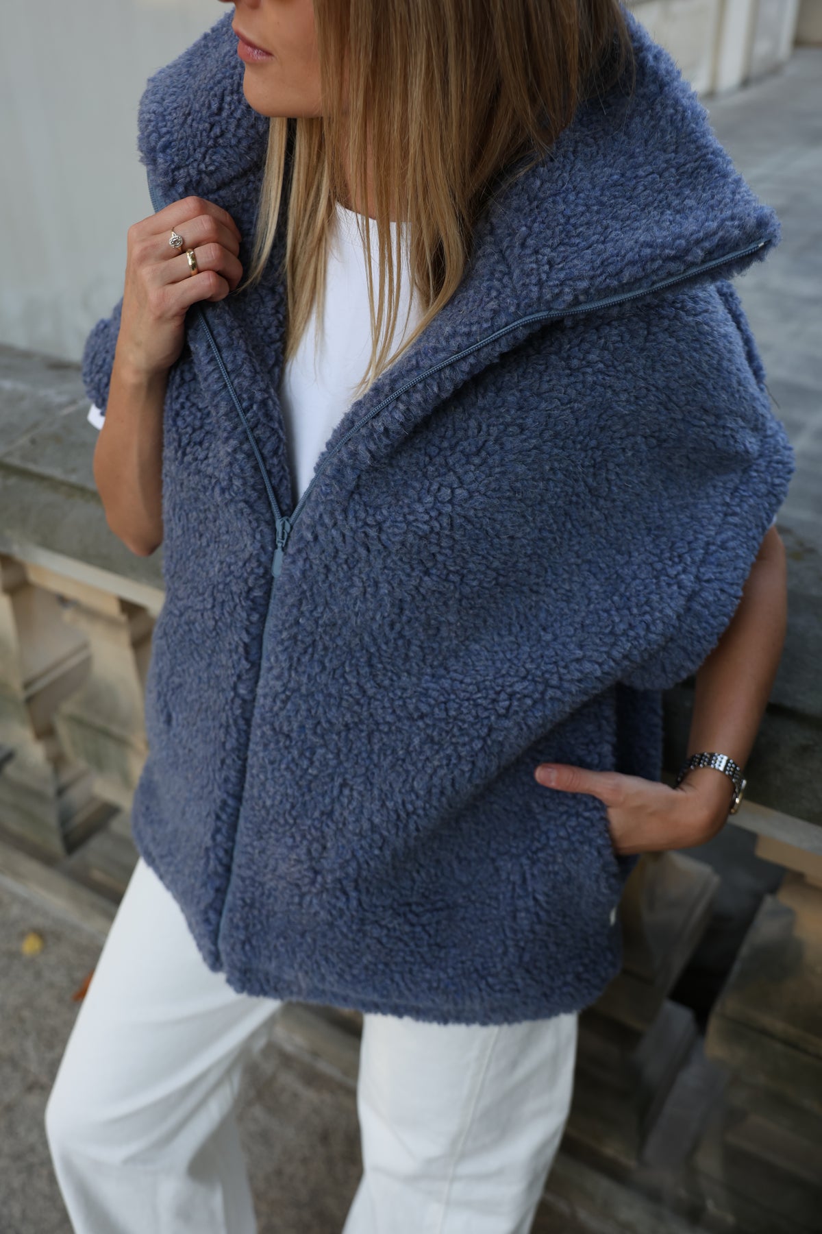 Kamizelka merino CLOUD, BLUE