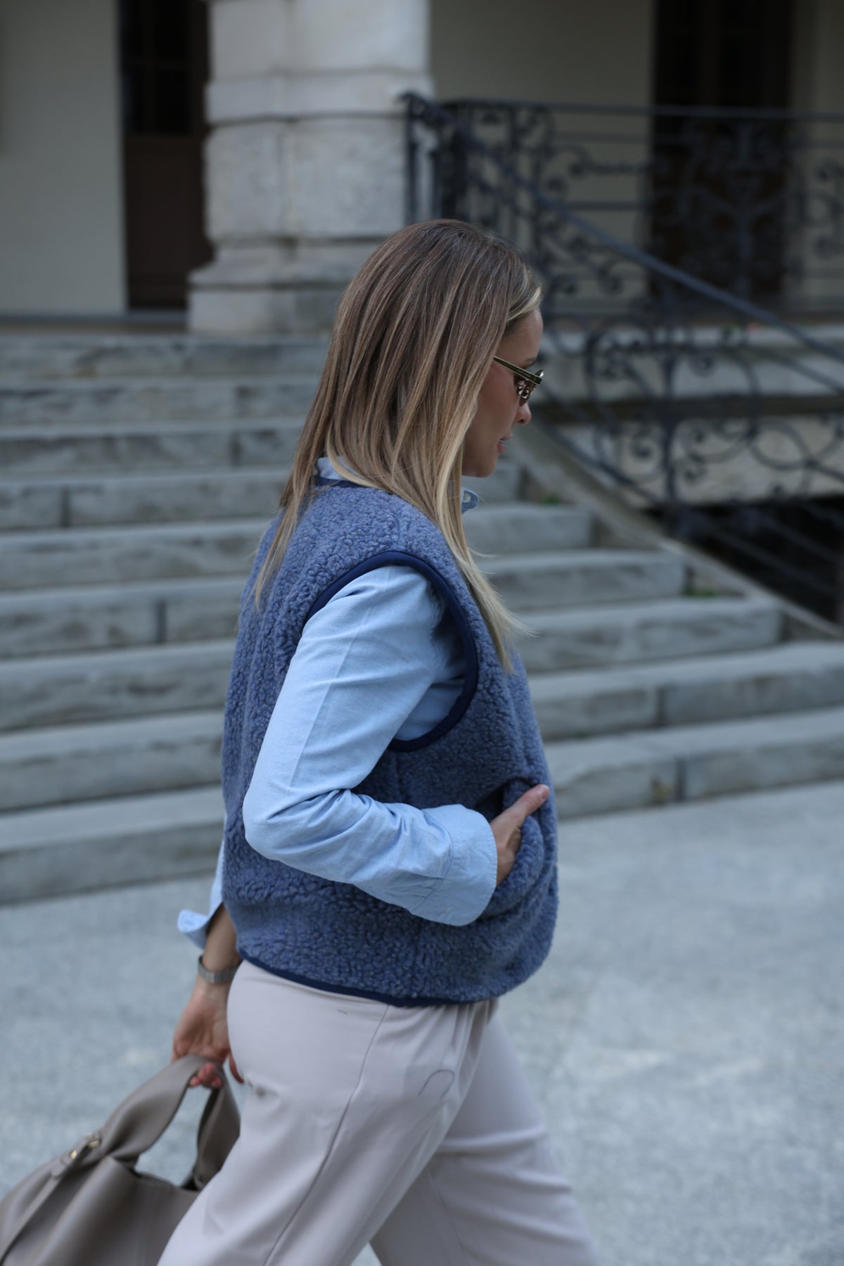 Kamizelka merino MOVE, BLUE