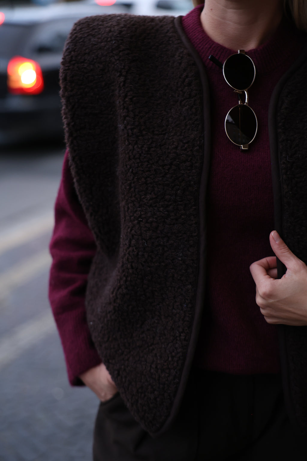 Kamizelka merino MUSE, CHOCOLATE