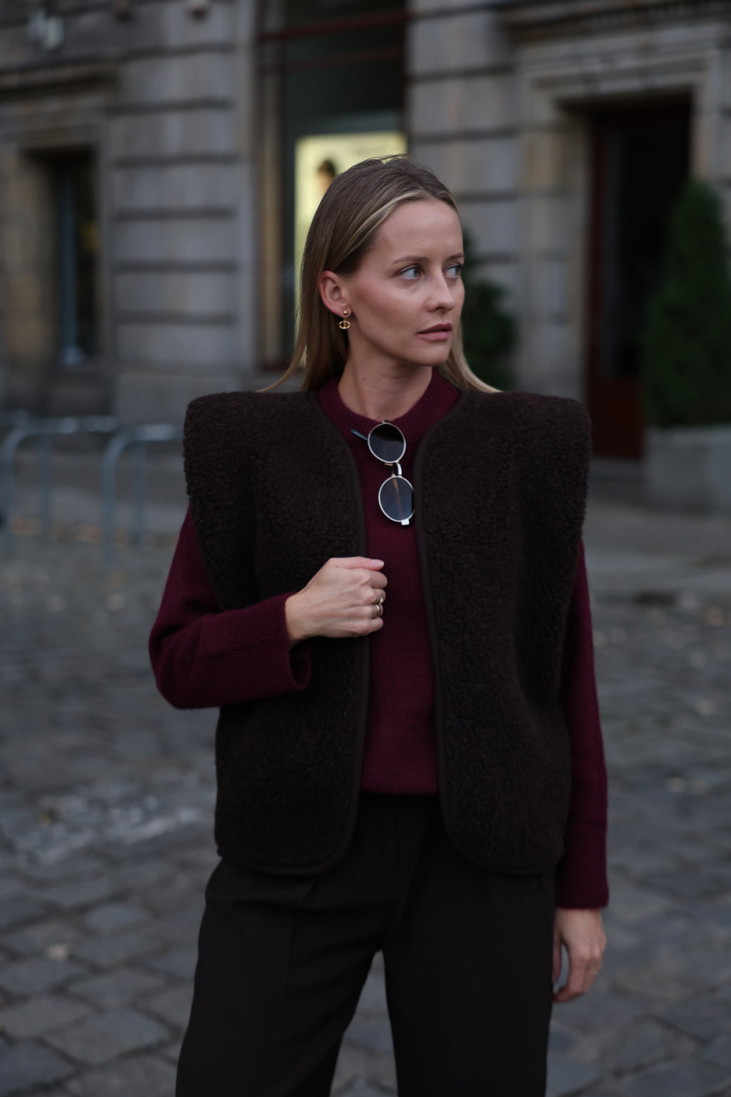 Kamizelka merino MUSE, CHOCOLATE