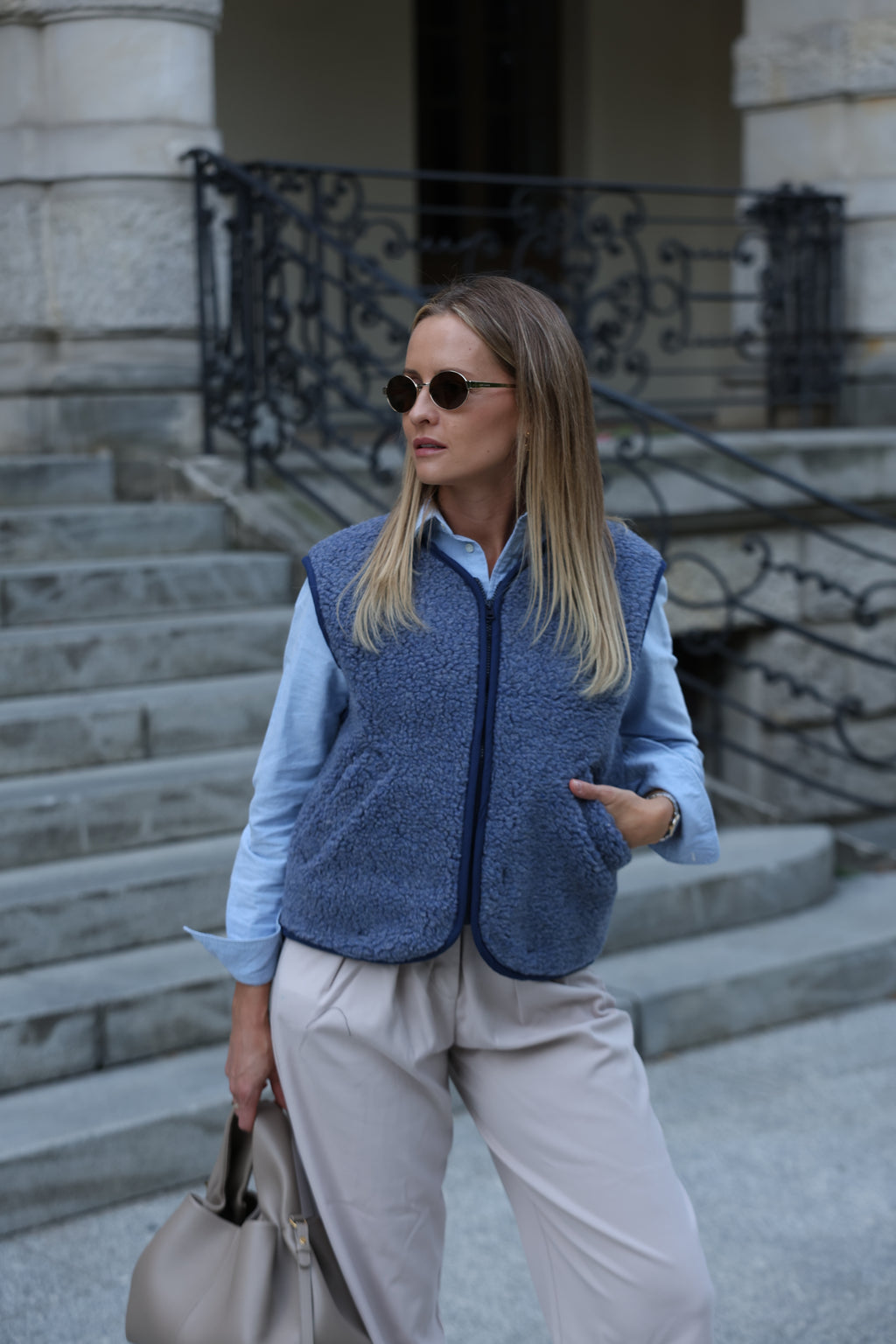 Kamizelka merino MOVE, BLUE