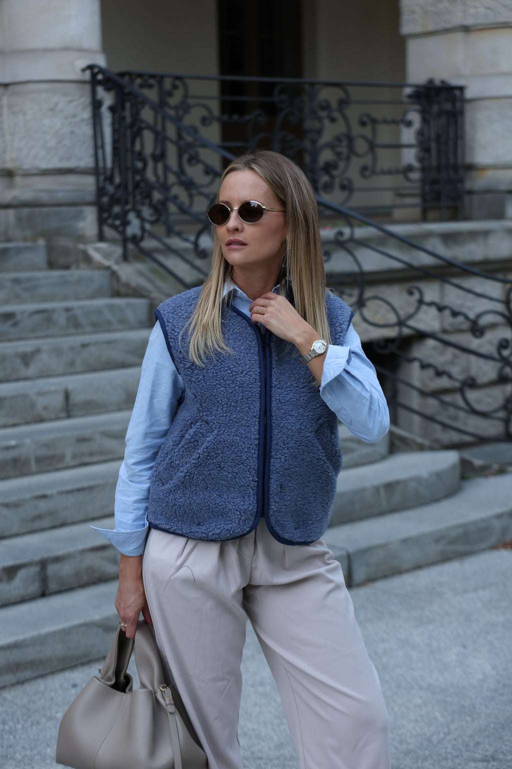 Kamizelka merino MOVE, BLUE