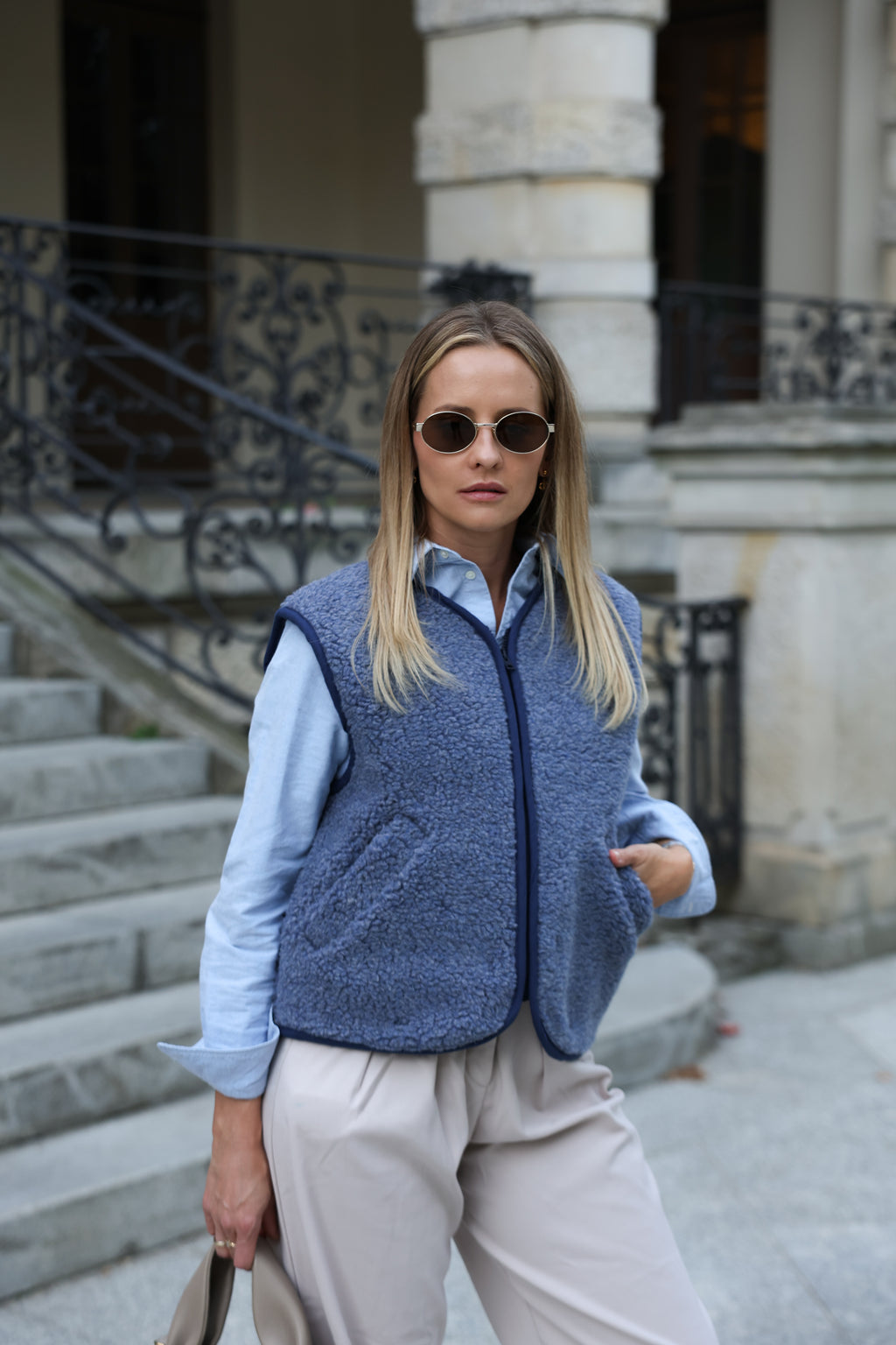 Kamizelka merino MOVE, BLUE