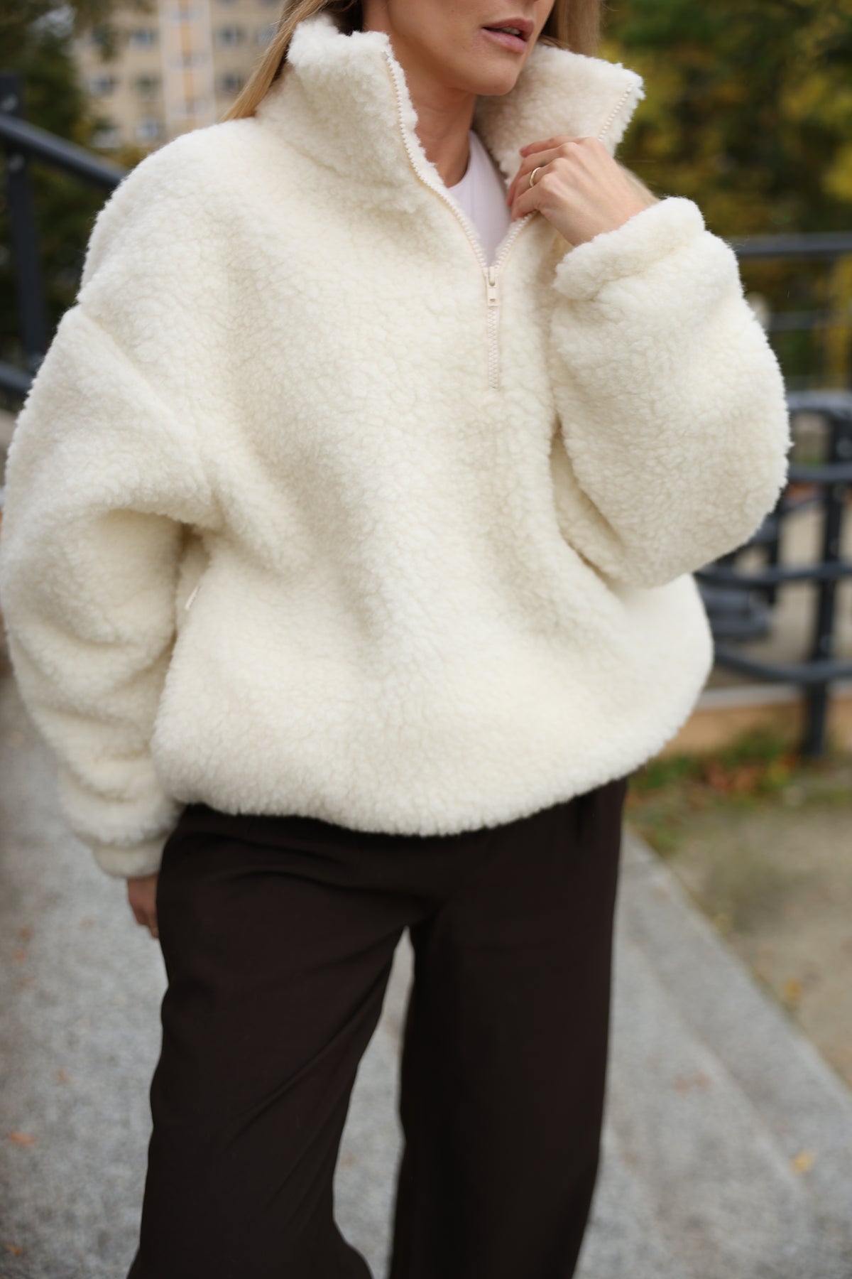 Bluza Huggy, polar merino Cream