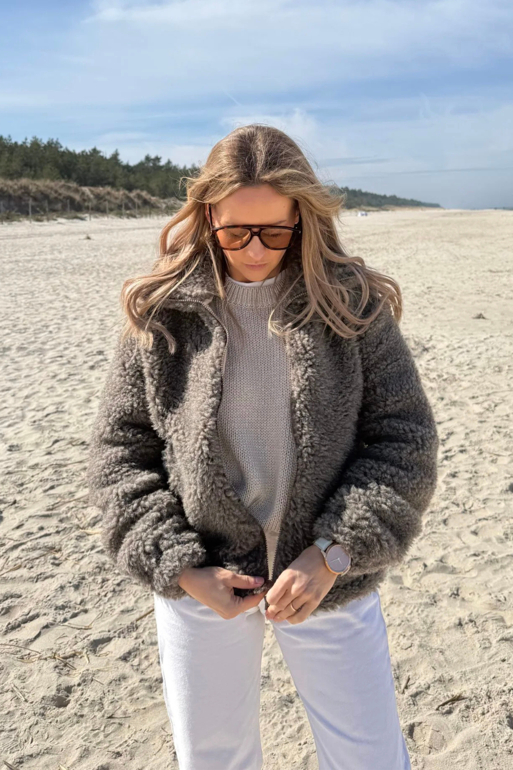 Bluza / kurtka merino NEW YORK, taupe